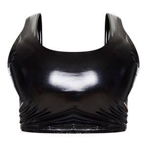 NWT 🖤 PLT Black Vinyl Scoop Neck Bikini Top